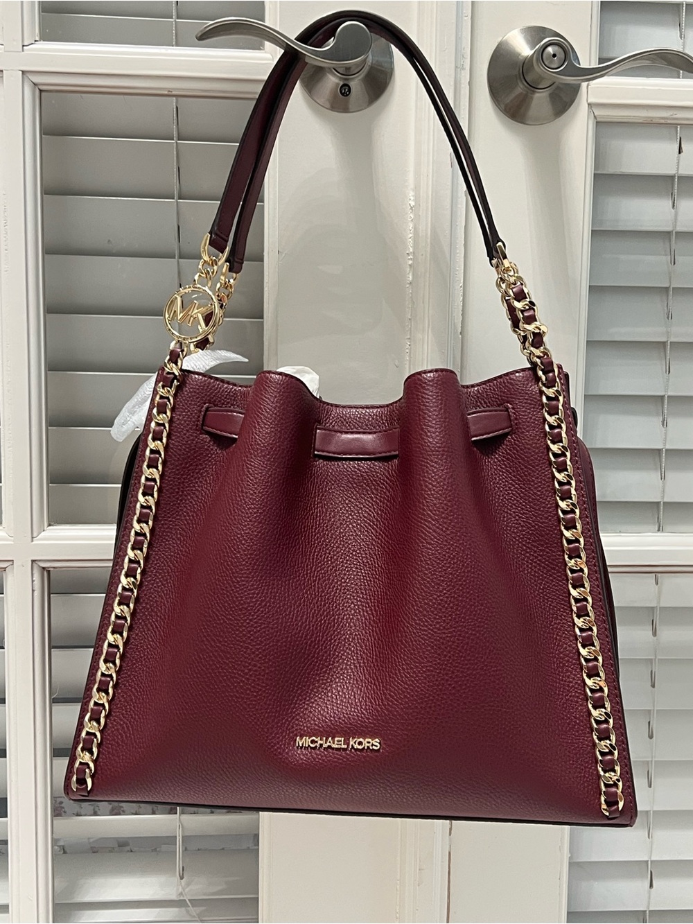 Michael Kors Mina Large Chain Shoulder Bag – Maroon/Burgundy – NWT
